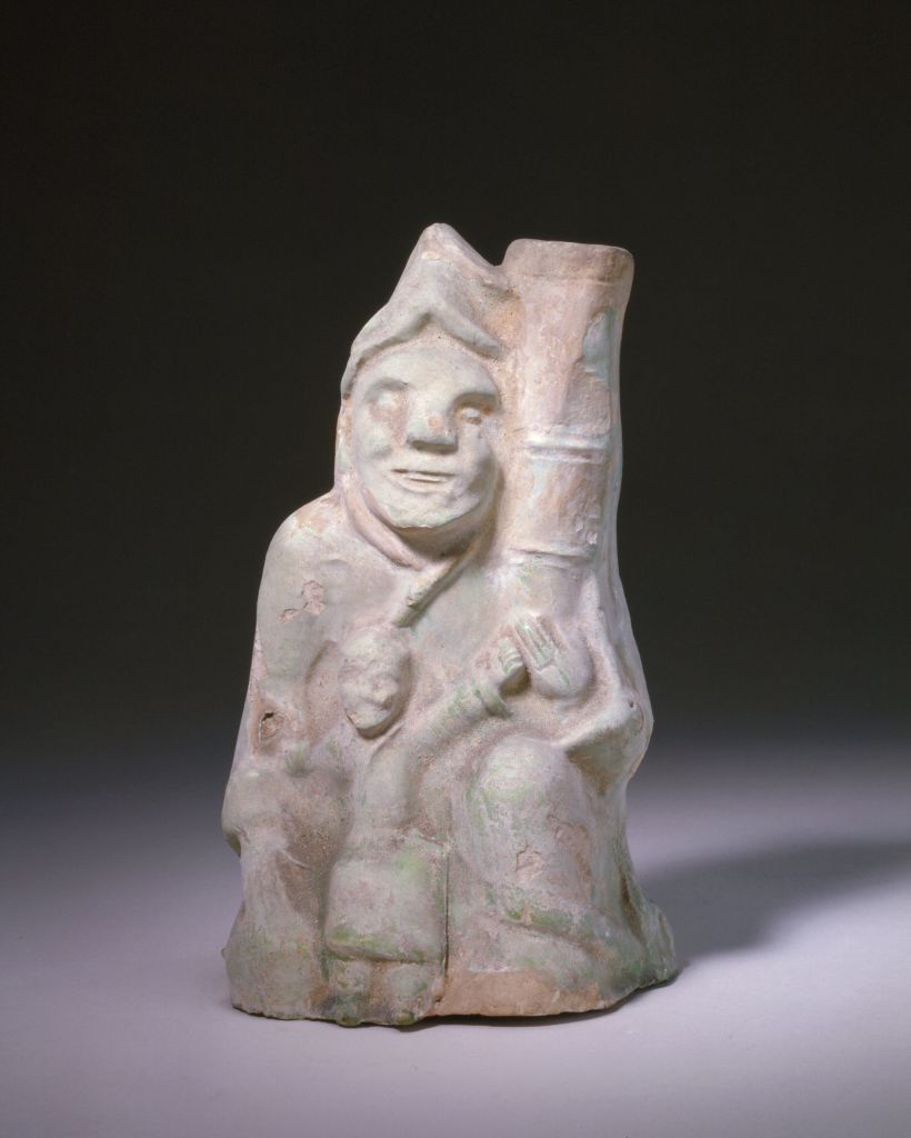 图片[1]-Pottery silver green glaze figurine with Hu Shendeng-China Archive